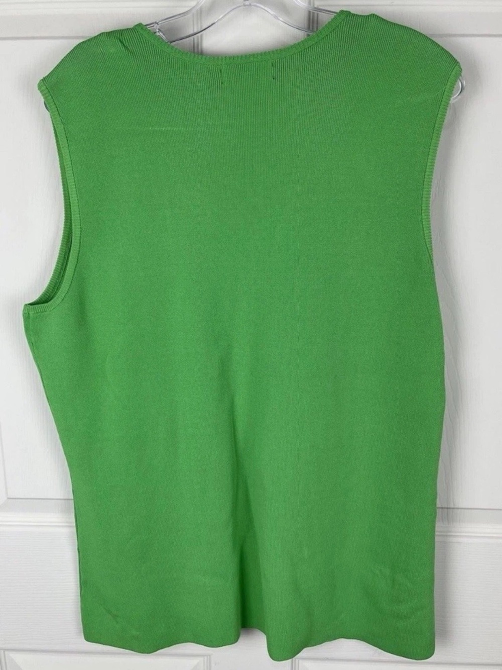 New York & Company Lime Green Sleeveless V-Neck Tank with Lace-Up Detail XXL New - Picture 3 of 6